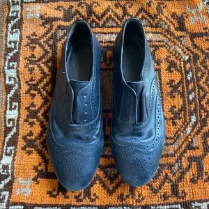 Joie Black Leather Slip On Oxfords